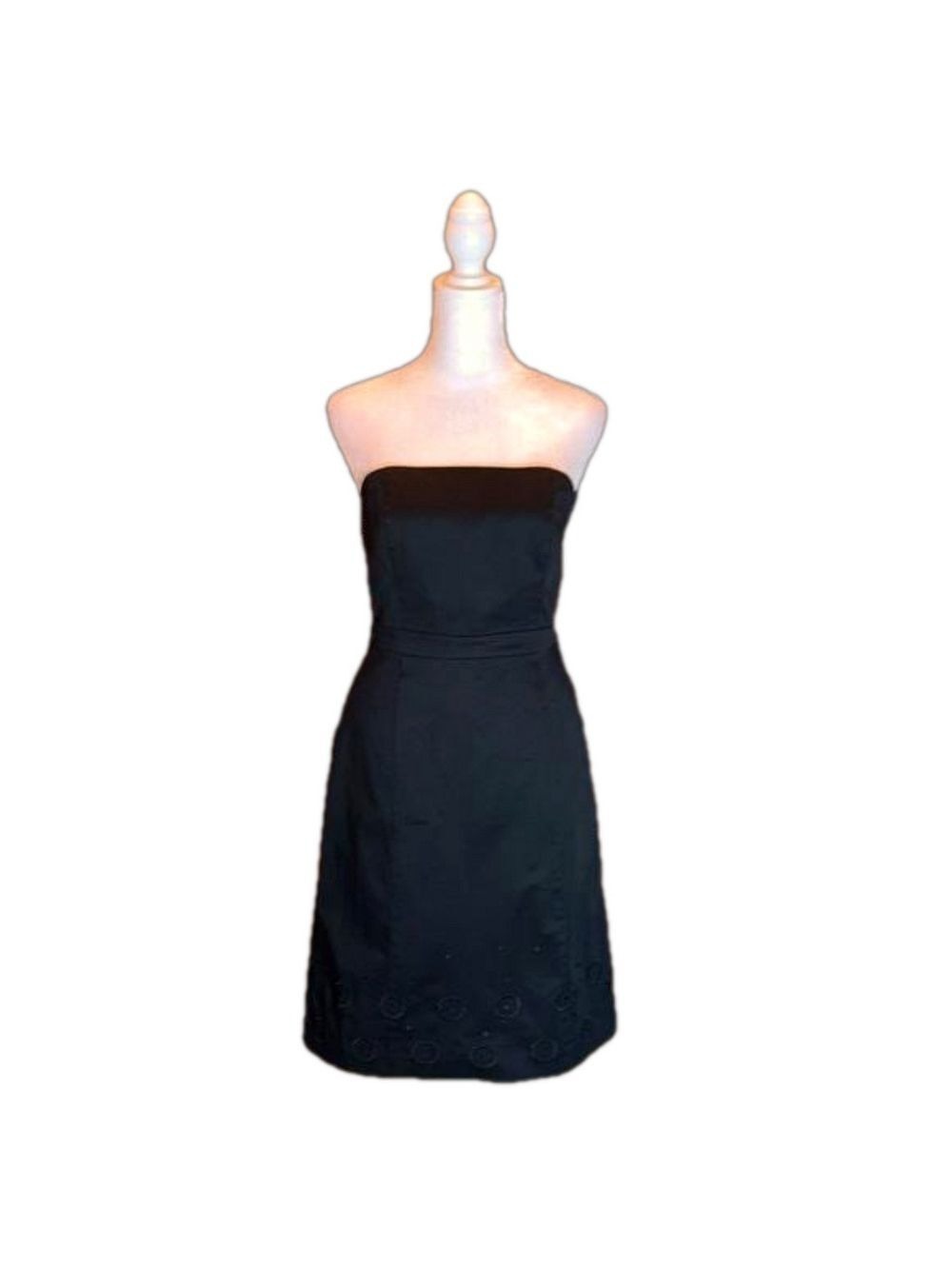 ANN TAYLOR PETITES Black Strapless Dress with Embroidered Trim Size 2P